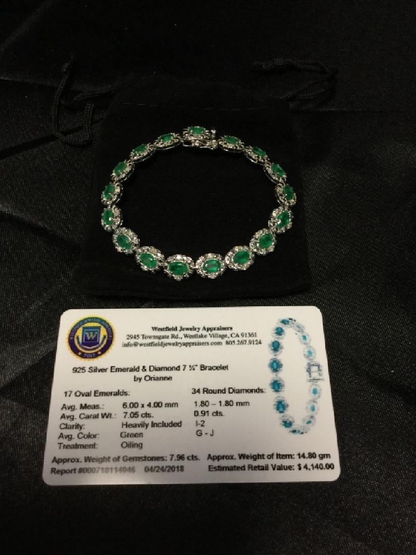 NEW 925 STERLING ORIANNE EMERALD DIAMOND BRACELET (1 of 5)