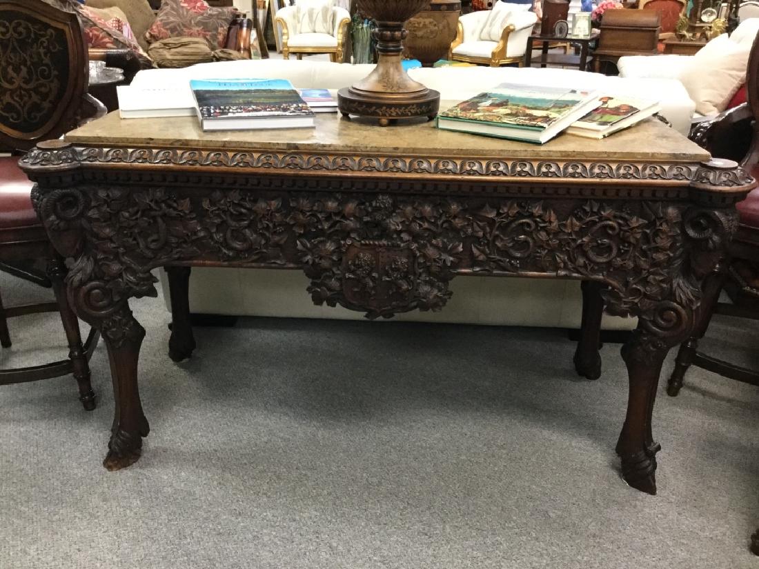 19TH CENTURY GERMAN OAK BLACK FOREST MARBLE TABLE (1 of 6)