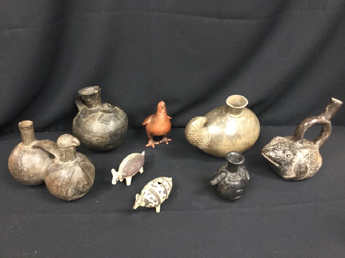 LOT OF 8 PRE-COLUMBIAN ANIMAL POTTERY VESSELS ART (1 of 9)