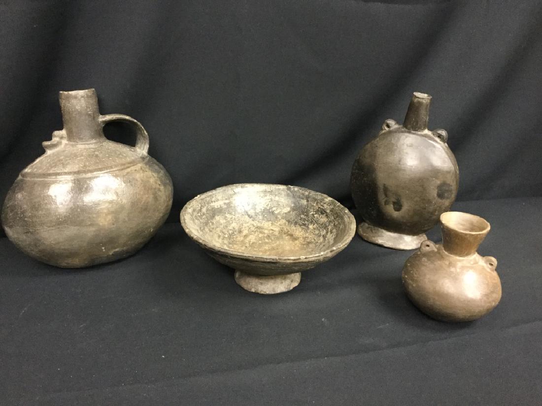 4 VESSELS PEDESTAL BOWL PRE-COLUMBIAN POTTERY ART (1 of 6)