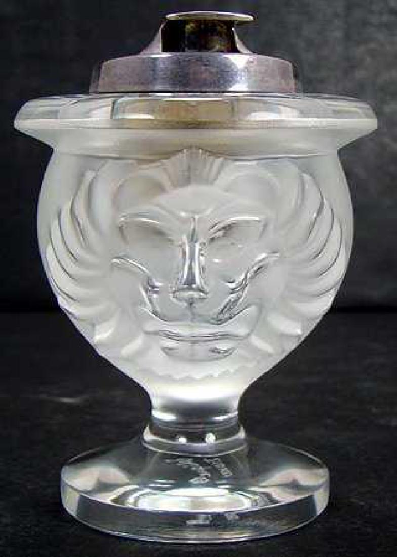 SIGNED LALIQUE TETE DE LION FROST CRYSTAL LIGHTER (1 of 4)