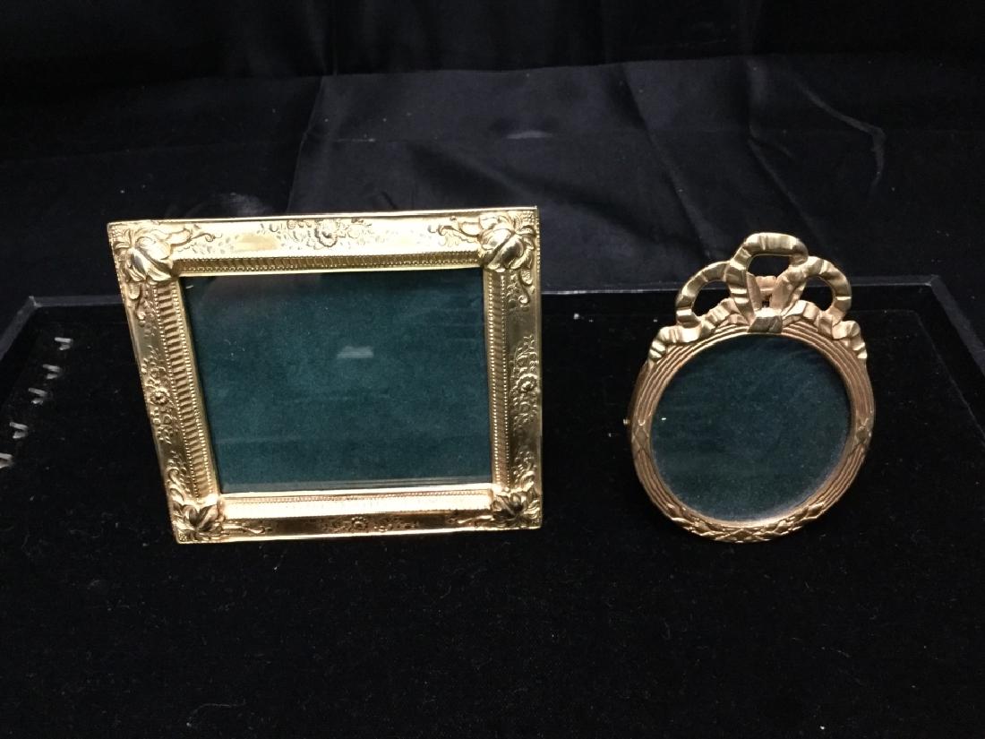 2 ANTIQUE PHOTO FRAMES ELIAS PEWTER 18K GOLD ROUND (1 of 8)
