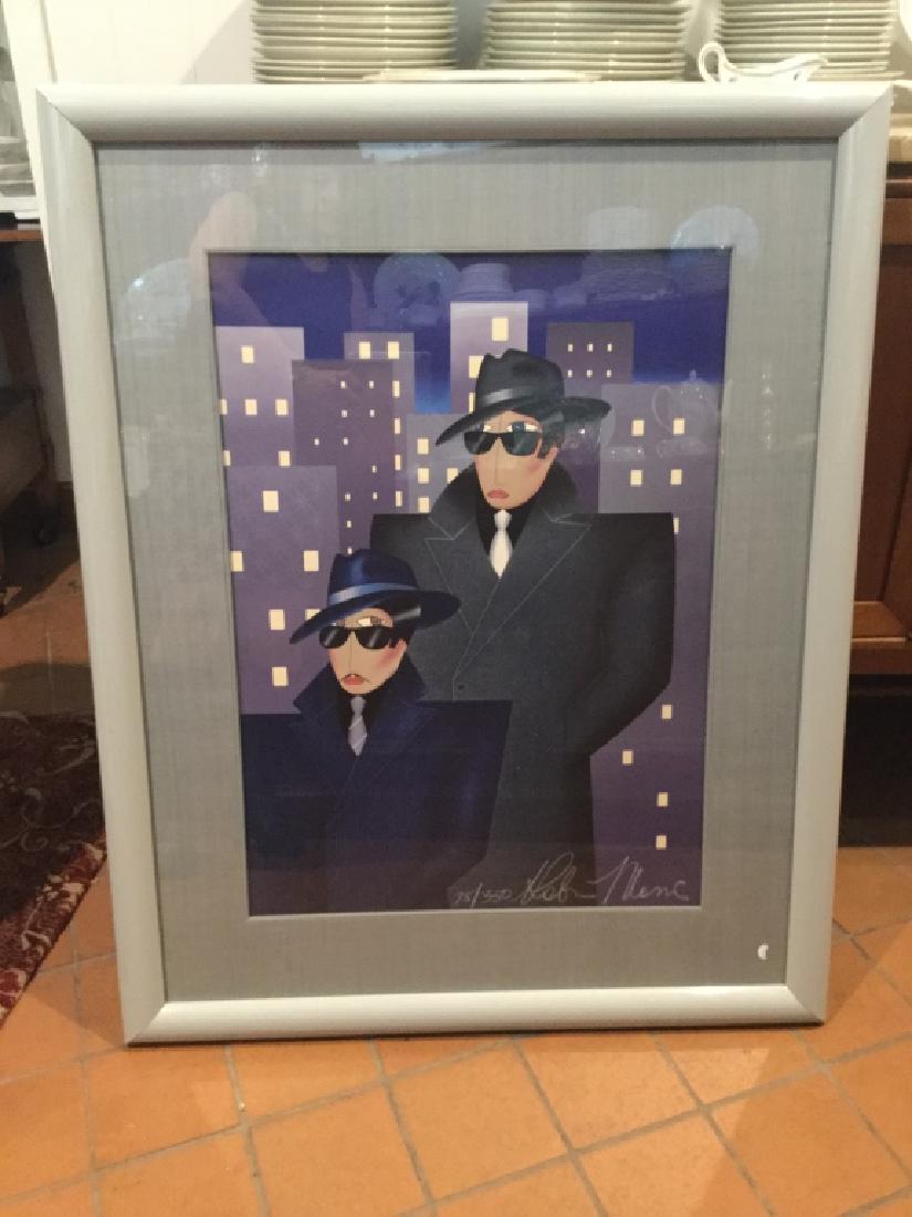 ROBIN MORRIS "THE GANGSTERS" A/P LITHOGRAPH FRAMED: Robert Morris signed and numbered lithograph titled "The Gangsters". Measures 28"H x 21"W Very good condition.