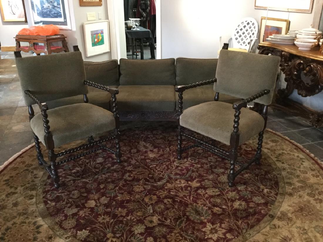 19TH CENTURY CARVED SPIRAL ARM CHAIRS & SOFA SET (1 of 8)