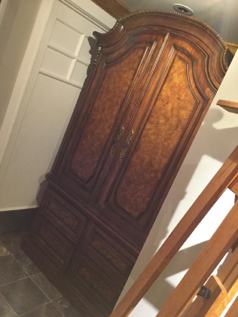 LARGE SOLID WOOD BURLWOOD ARMOIRE TV CABINET (1 of 9)