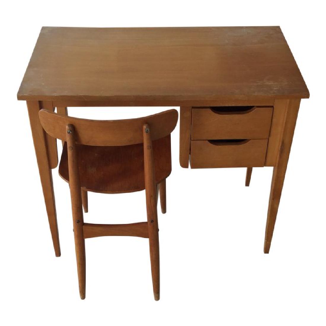VINTAGE MID CENTURY MODERN CHILDS OAK DESK W/CHAIR (1 of 6)