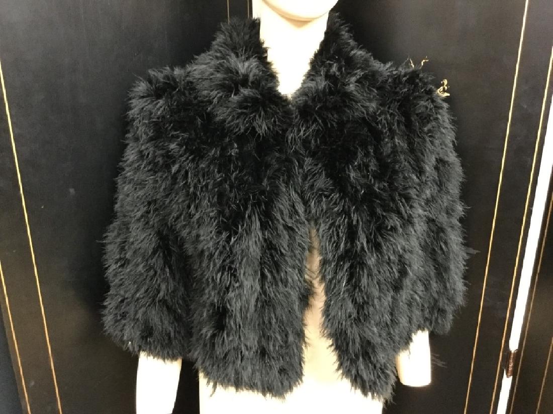 DESIGNER BLACK RABBIT FUR CROPPED 1/2 SLV JACKET S (1 of 5)