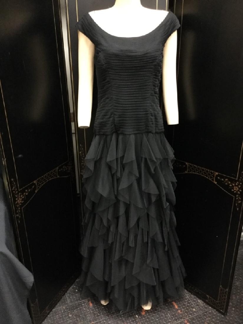 TADASHI COLLECTION TIERED SKIRT BLACK EVE GOWN 10 (1 of 6)