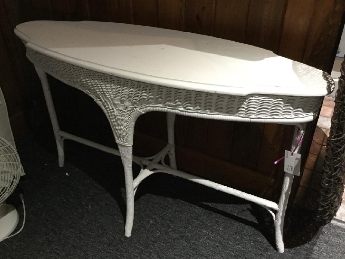 COASTAL FLORIDA WHITE WICKER SMALL CONSOLE TABLE (1 of 2)