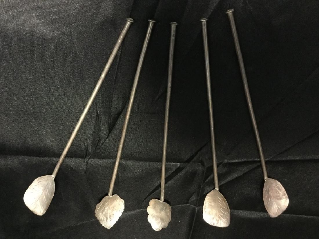 SET OF 5 VINTAGE STERLING SILVER ICED TEA SPOONS (1 of 2)