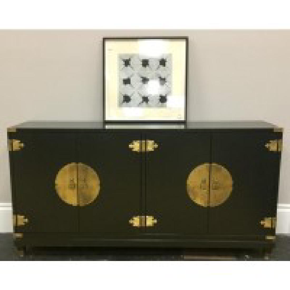 MID MOD CHINOISERIE INSPIRED BLACK SHALLOW CONSOLE (1 of 7)