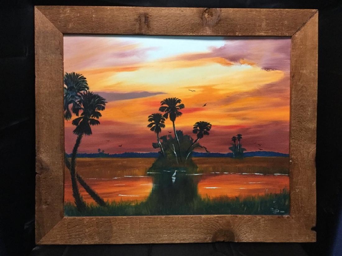 HIGHWAY MEN RUSTIC SUNSET MARSH PAINTING BY SMITTY (1 of 7)