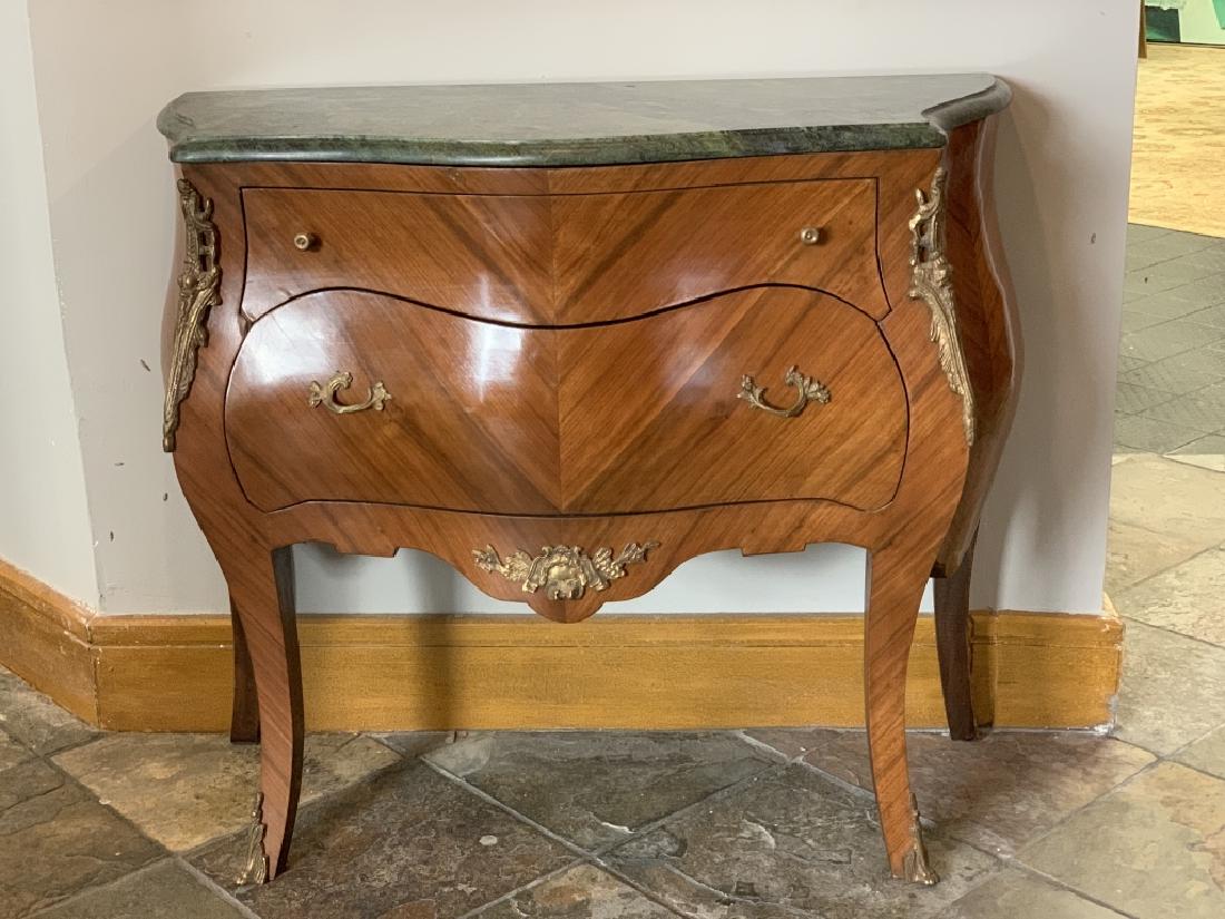 SET OF 2 BOMBAY MARBLE TOP 2 DRAWER TABLES (1 of 10)