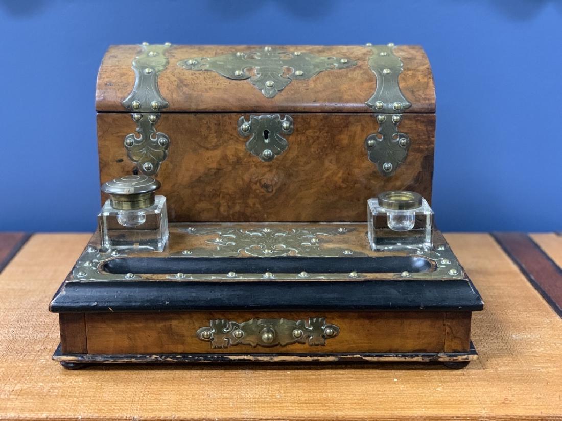 MID 19TH CENTURY ENGLISH INKWELL & LETTER BOX (1 of 13)