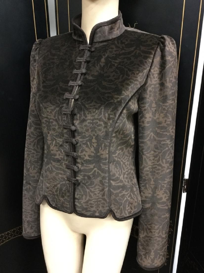 ELIE TAHARI BROWN BROCADE VELVET ASIANA JACKET M (1 of 6)