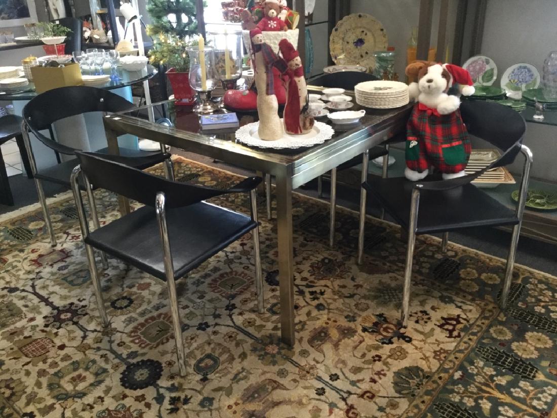 4 CURVED BACK BLACK LEATHER & CHROME MID MOD CHAIR (1 of 1)