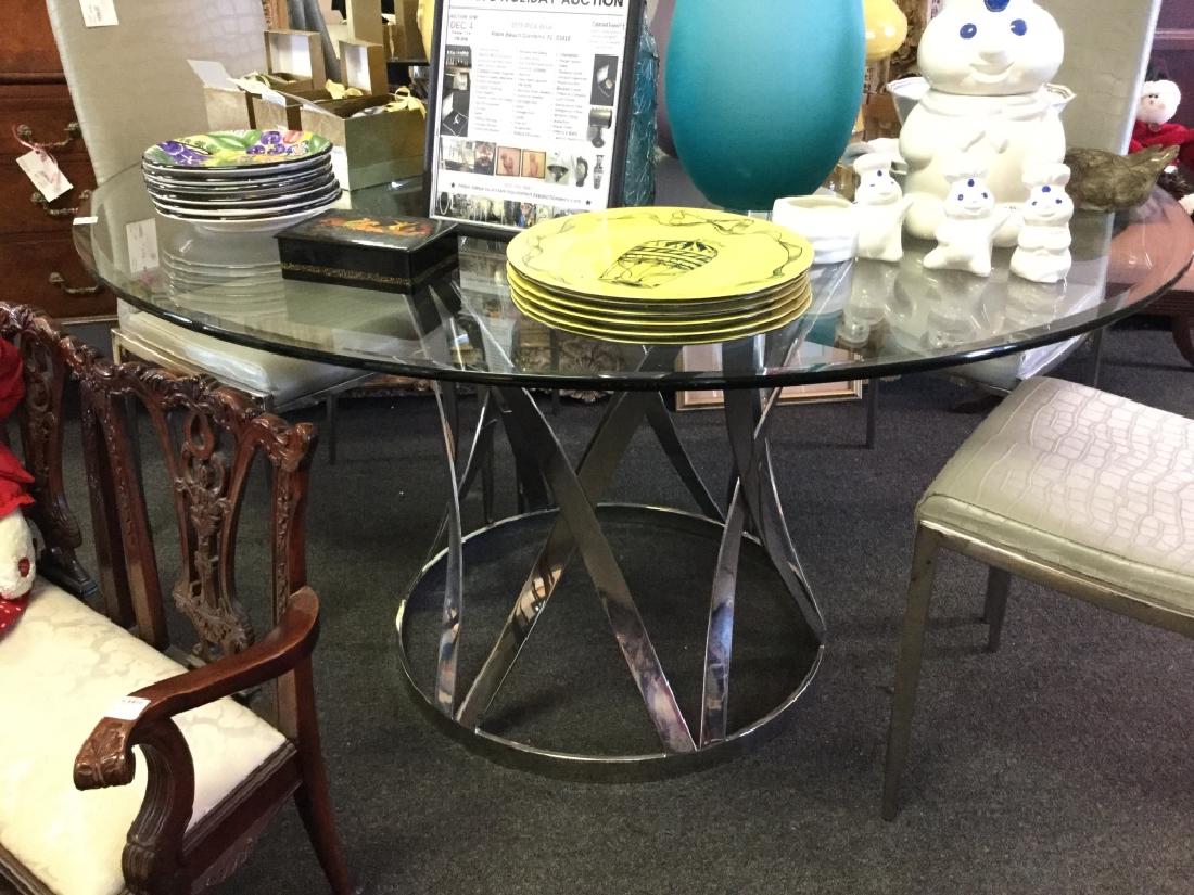 MID CENTURY MODERN CHROME BASE GLASS TOP TABLE (1 of 3)
