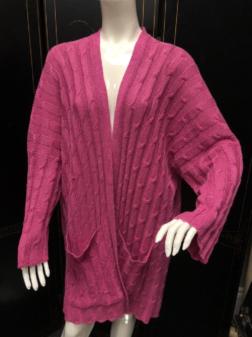 ESKANDAR OPEN FRONT CABLE KNIT PINK SWEATER (1 of 5)