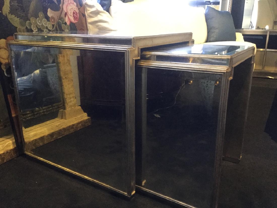 Ferguson Copeland Palladium Mirror Nestling Tables: Brand New Item- Designer Stock Measurements: Width: 26.5in Height: 27.5in Depth: 29in