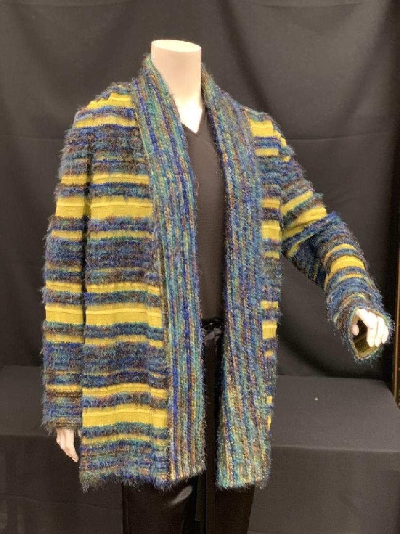 ST JOHN FUZZY STRIPE LONG CARDIGAN JACKET L (1 of 11)