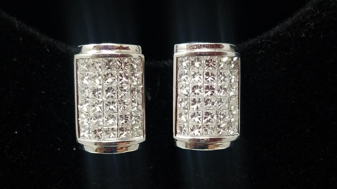 18K WHITE GOLD DIAMOND ART DECO CLIP EARRINGS (1 of 13)