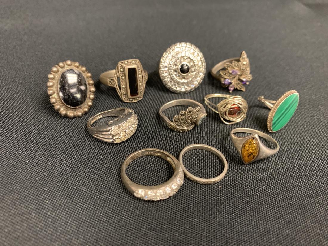 LOT OF 11 925 STERLING SILVER GEMSTONE FANCY RINGS (1 of 13)