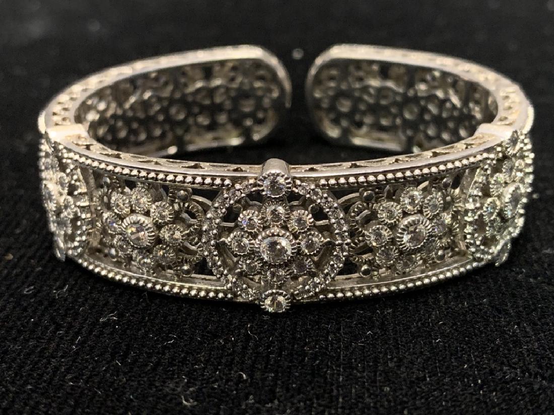 JUDITH RIPKA STERLING SILVER CRYSTAL CUFF BRACELET (1 of 8)