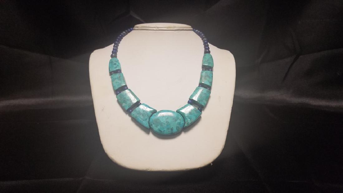 TURQUOISE & LAPIS STERLING SILVER NECKLACE (1 of 5)