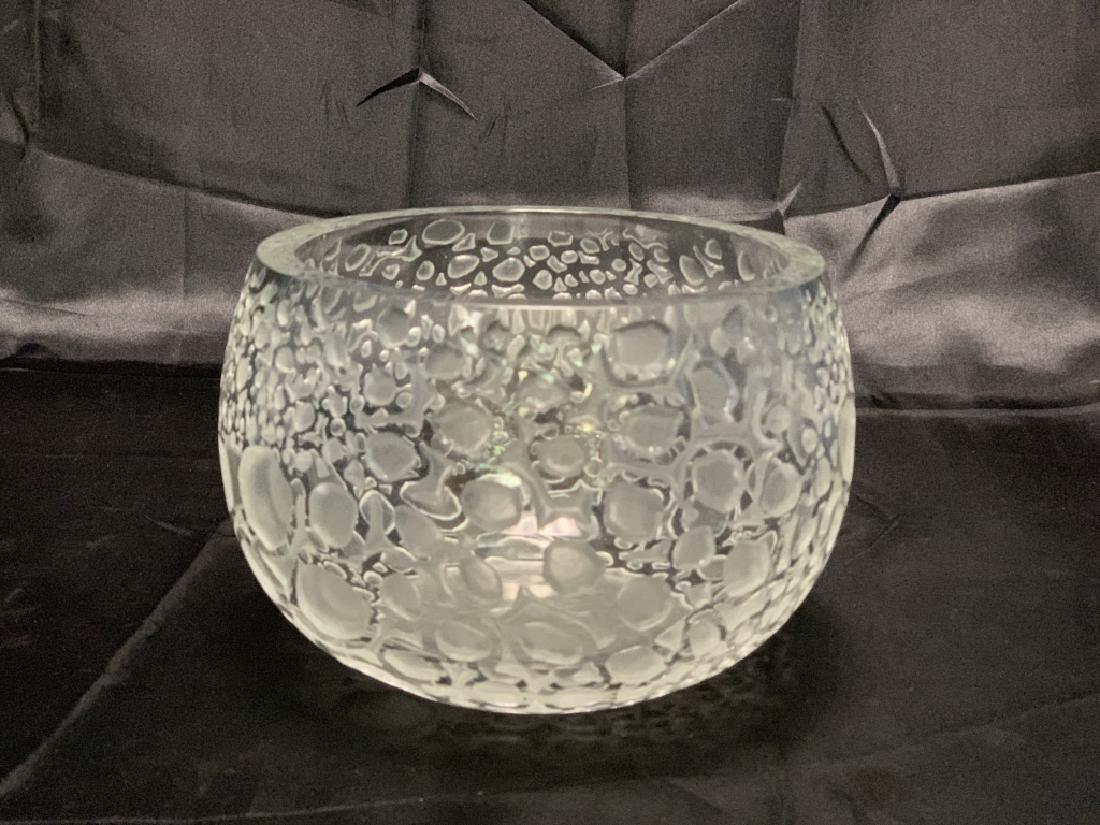 VINTAGE KAISER R WEISL CUTOUT GLASS BOWL: Vintage Kaiser by R Weisl bowl most likely dates to the 70s. Heavy lead glass with overall cutout detail. Flawless condition showing no cracks, chips or damage. Measures: 10" Diameter 7"H