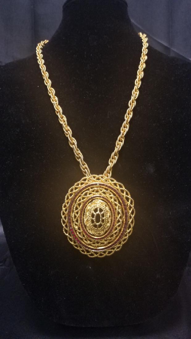 VINTAGE LUCIEN PICCARD GOLD PENDANT NECKLACE (1 of 9)