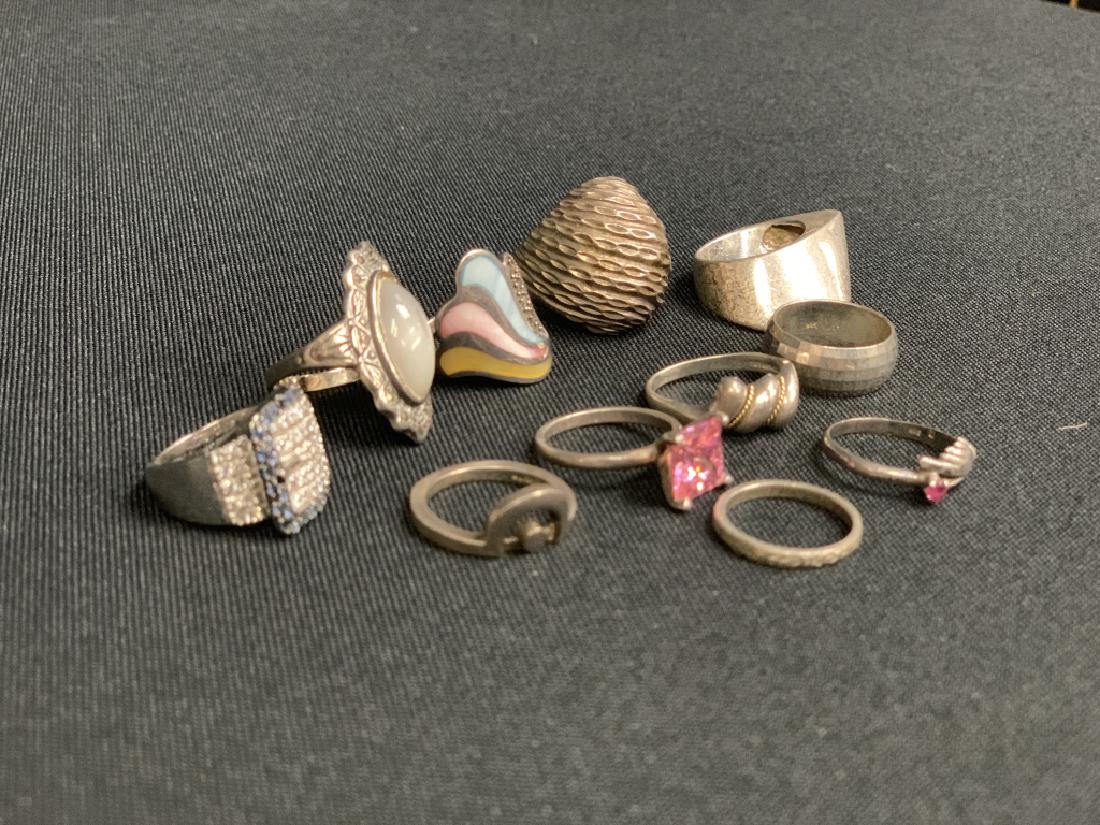 11 TOTAL STERLING SILVER FANCY GEMSTONE ART RINGS (1 of 15)