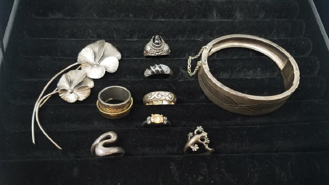 LOT OF 9 STERLING SILVER JEWELRY RINGS CUFF PIN (1 of 12)