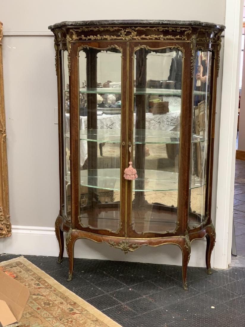 QUEEN ANNE MARBLE TOP GLASS & WOOD DISPLAY CASE (1 of 10)