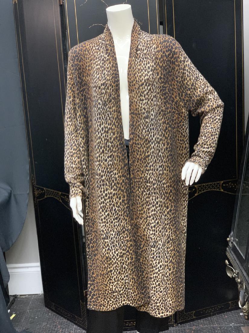 NEIMAN MARCUS CASHMERE LEOPARD PRINT LONG CARDIGAN (1 of 6)