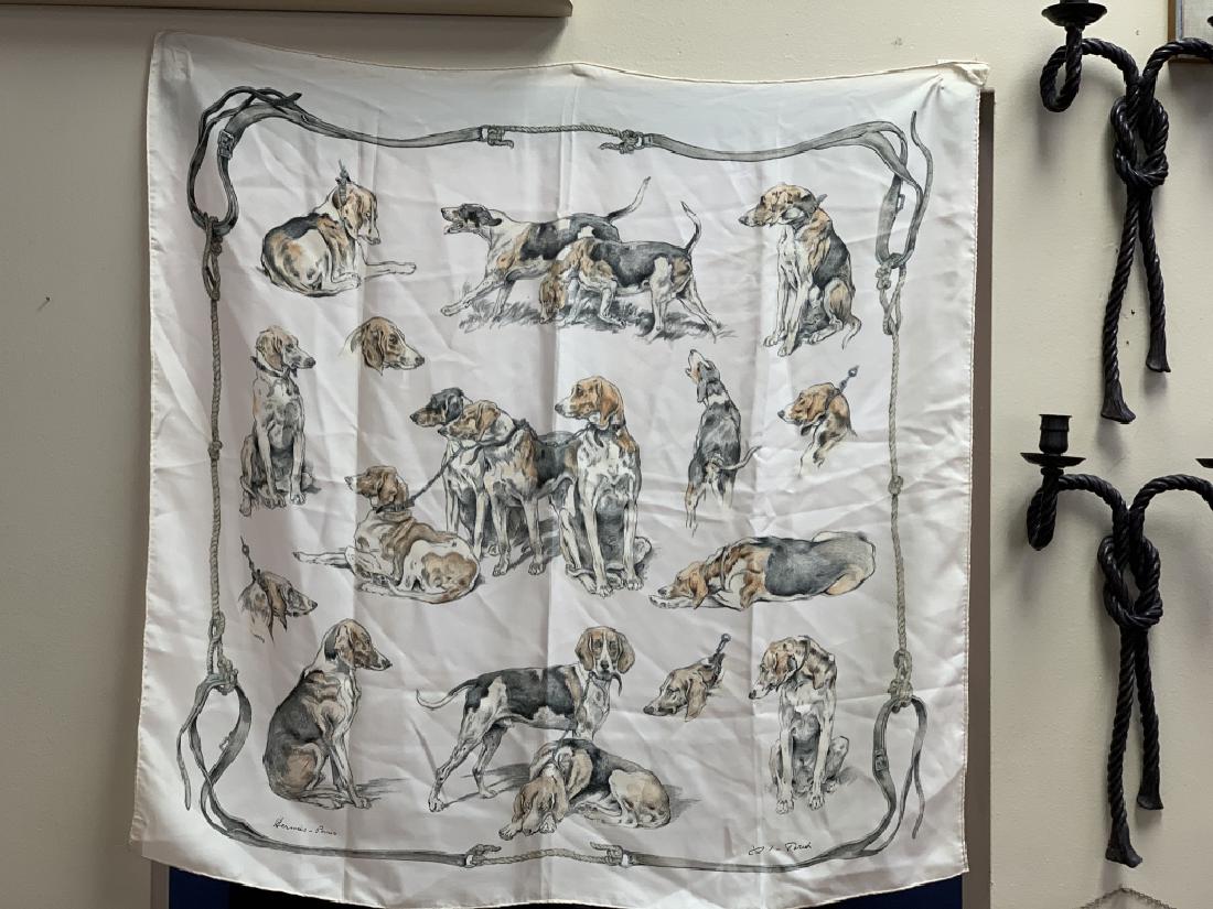 VINTAGE HERMES X D PORET HUNTING DOG SILK SCARF (1 of 10)
