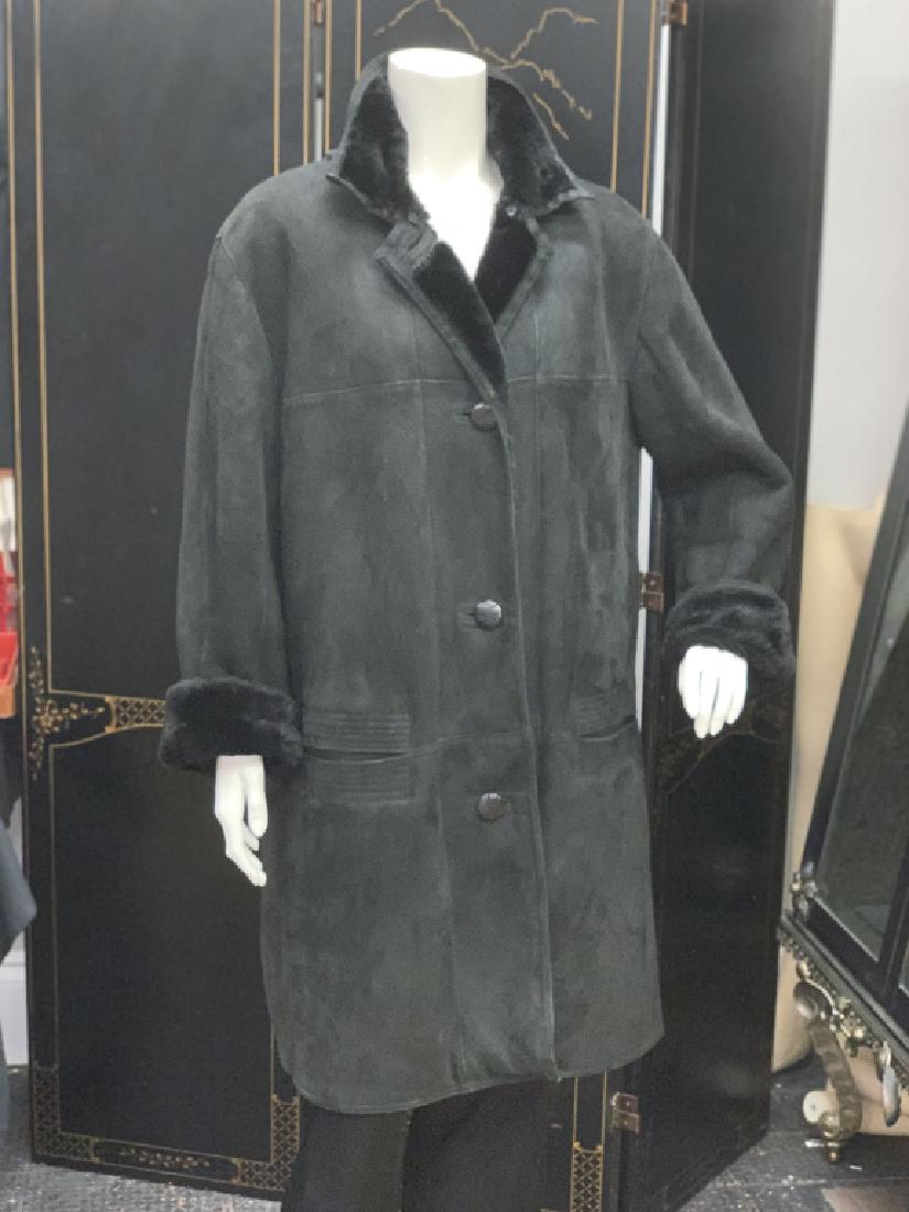 KENNY VANGROFF BLACK SHEEPSKIN MIDI COAT LADIES L (1 of 7)