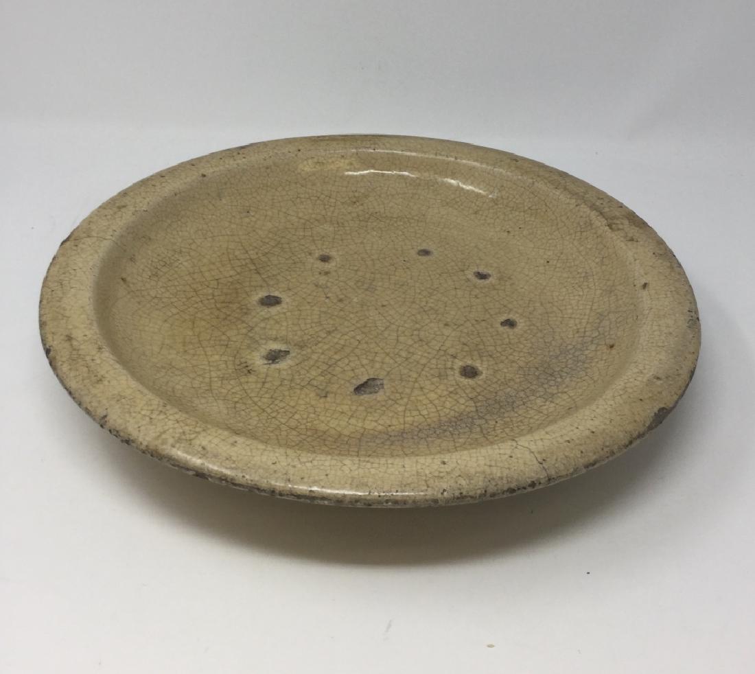 ANTIQUE ASIAN  LARGE YELLOW CERAMIC CHARGER (1 of 3)