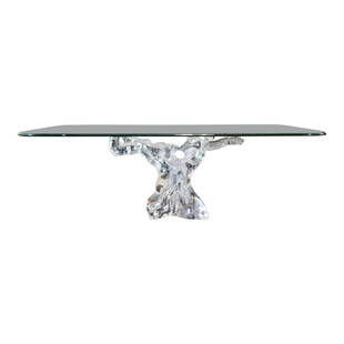 ALBERTO ROCCHI ORGANIC LUCITE PEDESTAL TABLE: This table is signed by Alberto Rocchi and comes from limited production! it is number 28/300 of produced. Number 77 was once sold in New York for 25,000! The base is acrylic is a shaped tree trunk. T