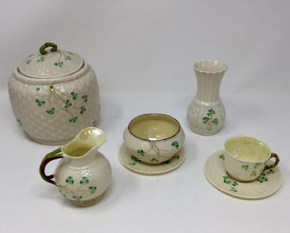 LOT OF GREEN MARKED IRISH BELLEEK (1 of 3)