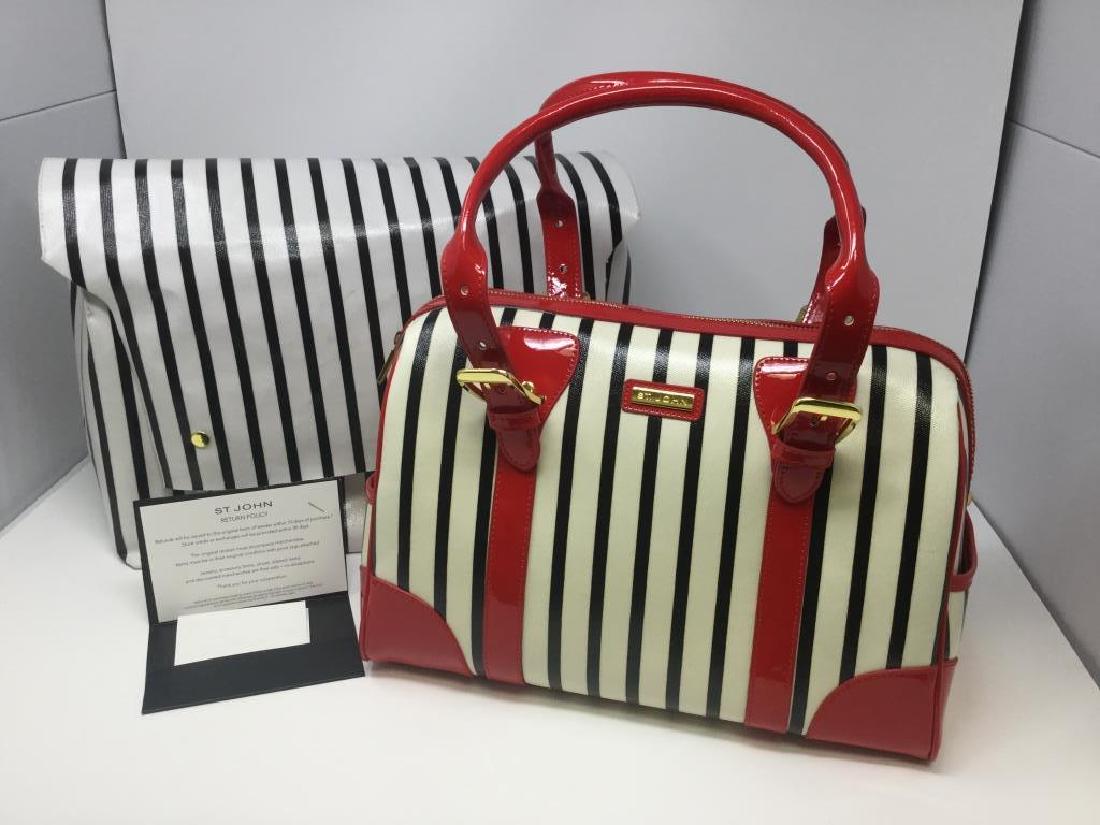 ST JOHN STRIPED PATENT LEATHER SPEEDY BAG PURSE (1 of 11)