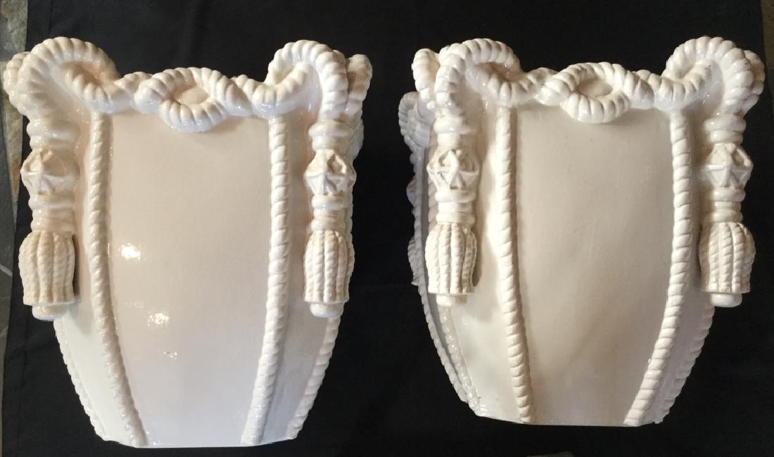LARGE PAIR ITALIAN WHITE VINTAGE ORNATE PLANTERS (1 of 6)