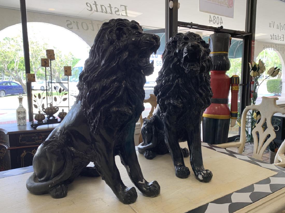 PAIR OF COMPOSITE LARGE  BLACK LIONS (1 of 6)