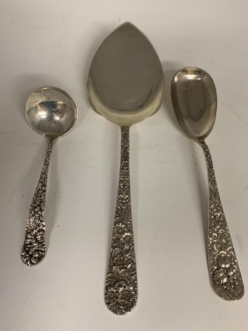 3 STERLING SILVER STEIFF ROSE REPOUSSE SERVING PC (1 of 4)