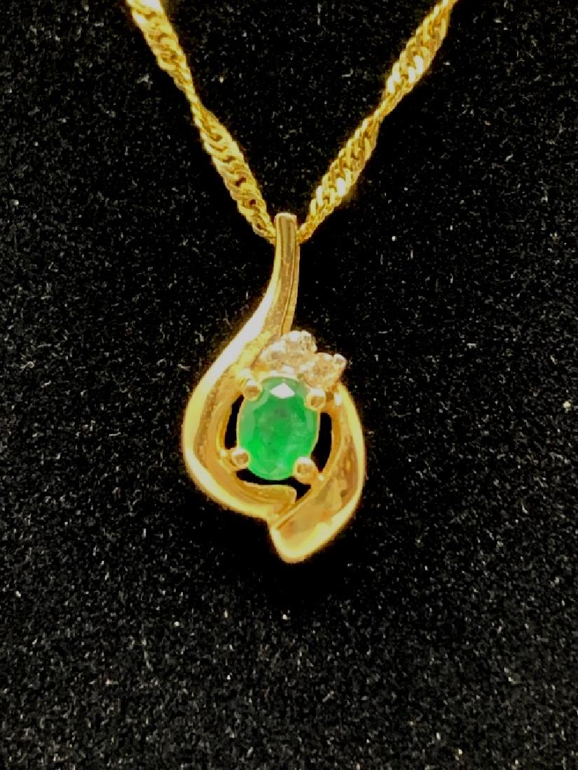 VINTAGE 14KT YELLOW GOLD AND EMERALD NECKLACE (1 of 3)
