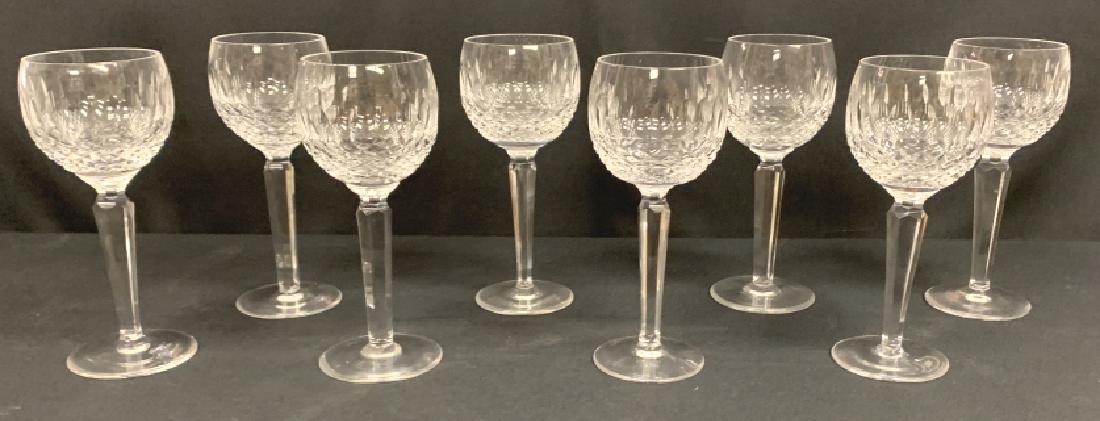 LOT OF (8) WATERFORD CUT CRYSTAL WINE GLASSES: Each glass measures 7 1/2" tall, all signed to bottom Waterford.all in very fine condition 3 rd party shipping required