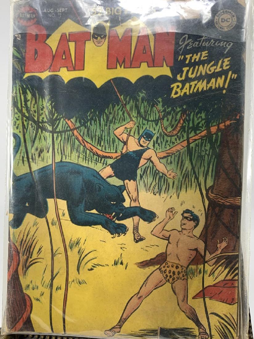 BAT MAN NO 72 COMIC THE JUNGLE BATMAN: Edition of aug 1952 Please note we are an auction house, NOT graders, ALL comics are sold as is, without exception. There are some great comics here all have been stored in plastic sleeves. They were 