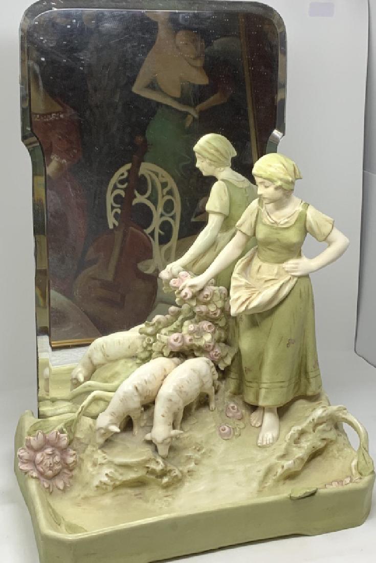 LARGE AMPHORA NOUVEAU WOMAN WITH MIRROR (1 of 12)