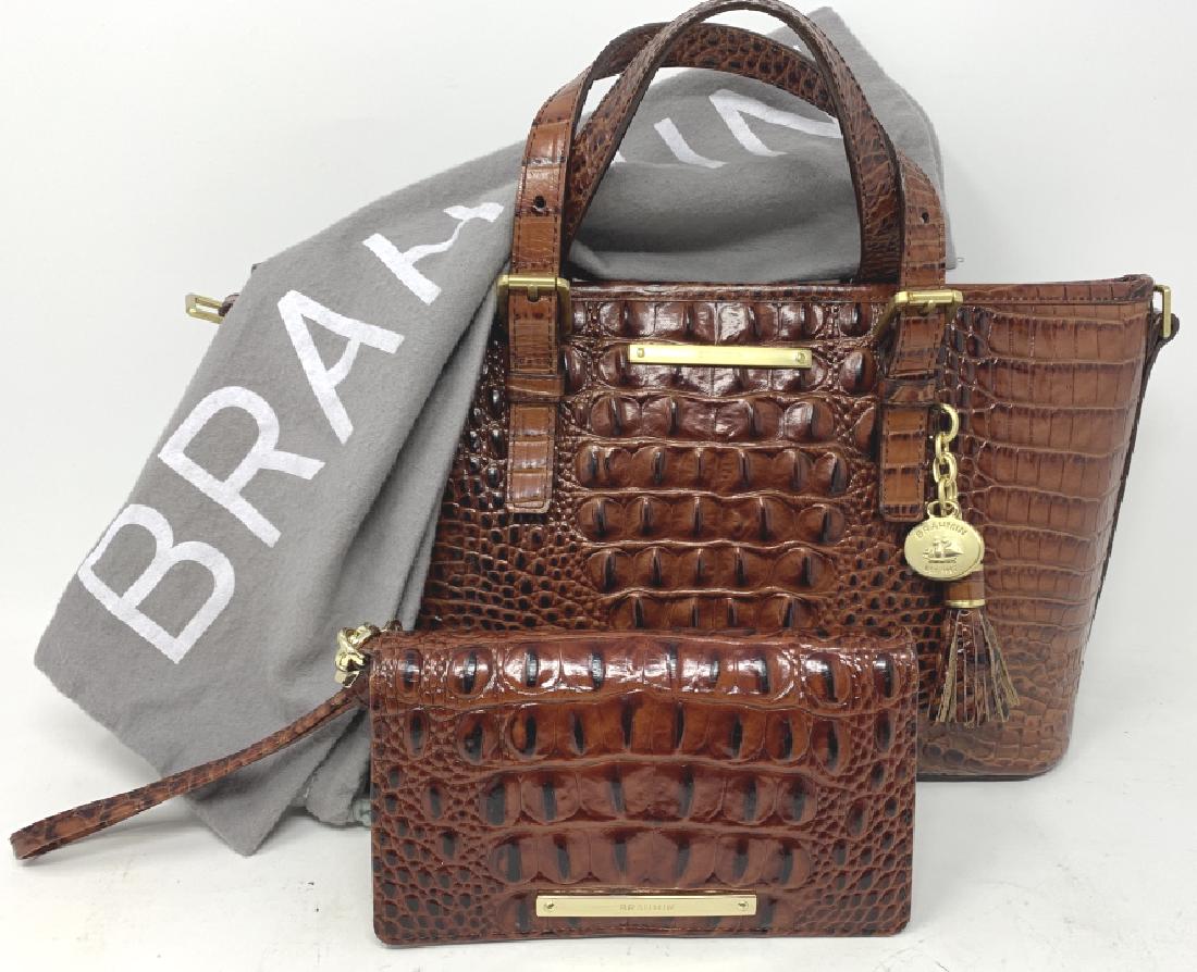BRAHMIN LINCOLN SATCHEL CROC BAG & WALLET (1 of 7)