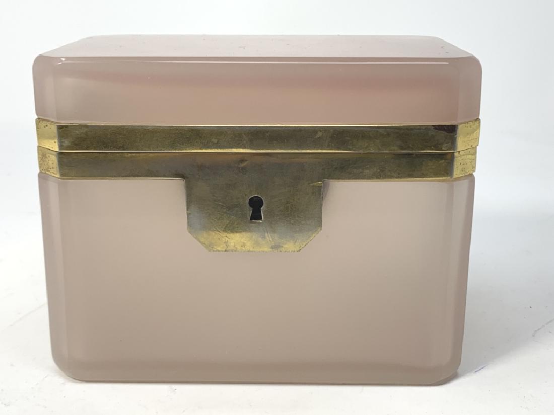 FABULOUS ANTIQUE FRENCH PINK OPALINE DRESSER BOX (1 of 6)