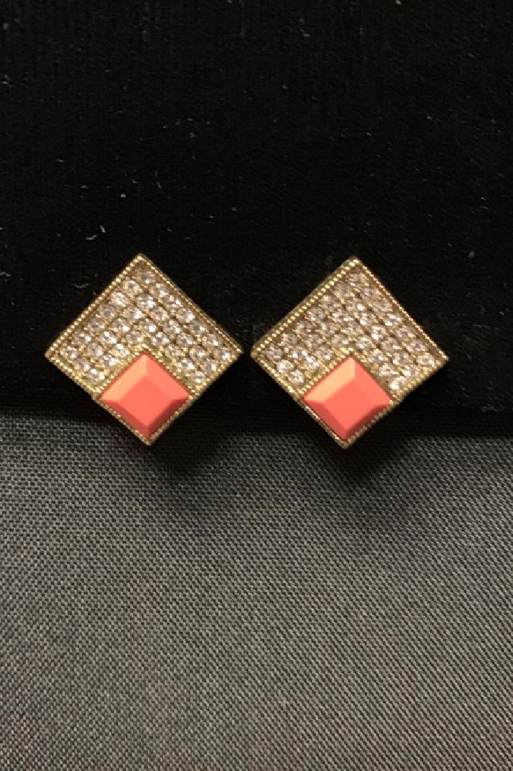 HEIDI DAUS SWAROVSKI CRYSTAL /CORAL FLAG EARRINGS (1 of 5)